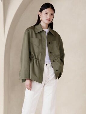 Banana Republic Lucia Cotton Linen Jacket in Desert Thyme Green Size Small